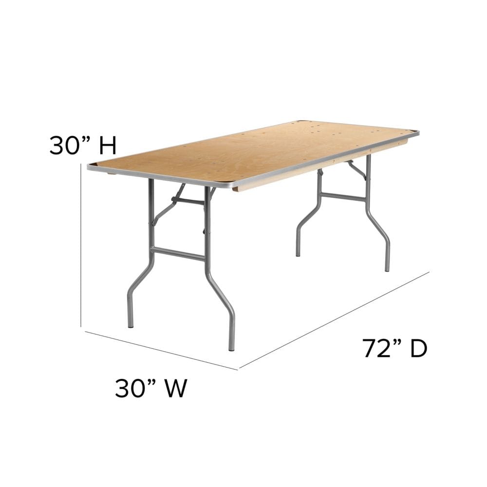 30x72 Wood Fold Table-Met Edge
