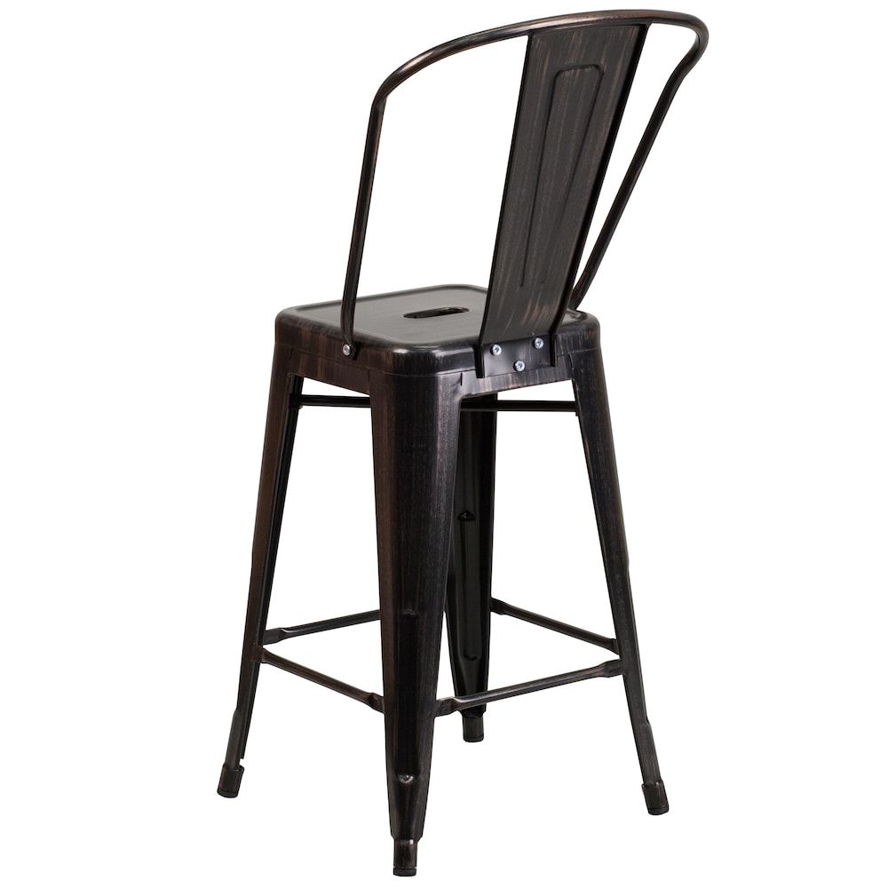 24" Black Metal Outdoor Stool