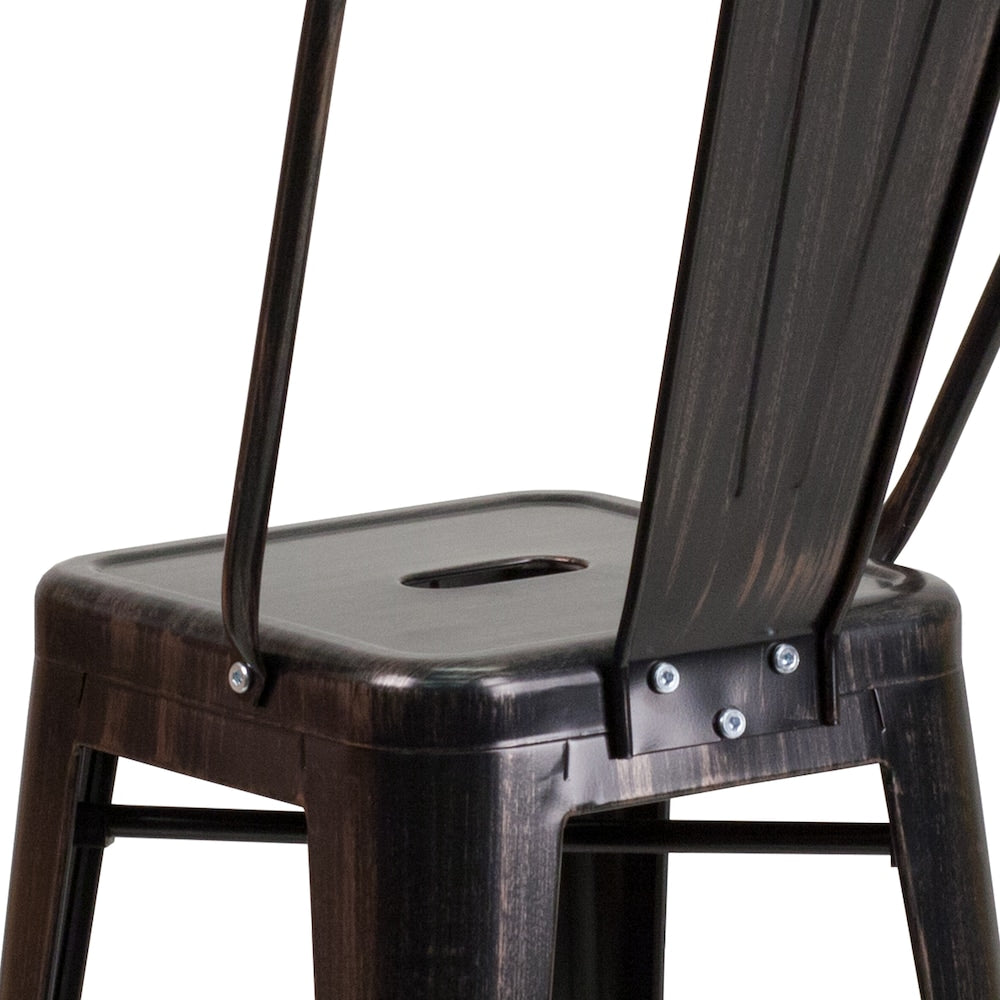 24" Black Metal Outdoor Stool