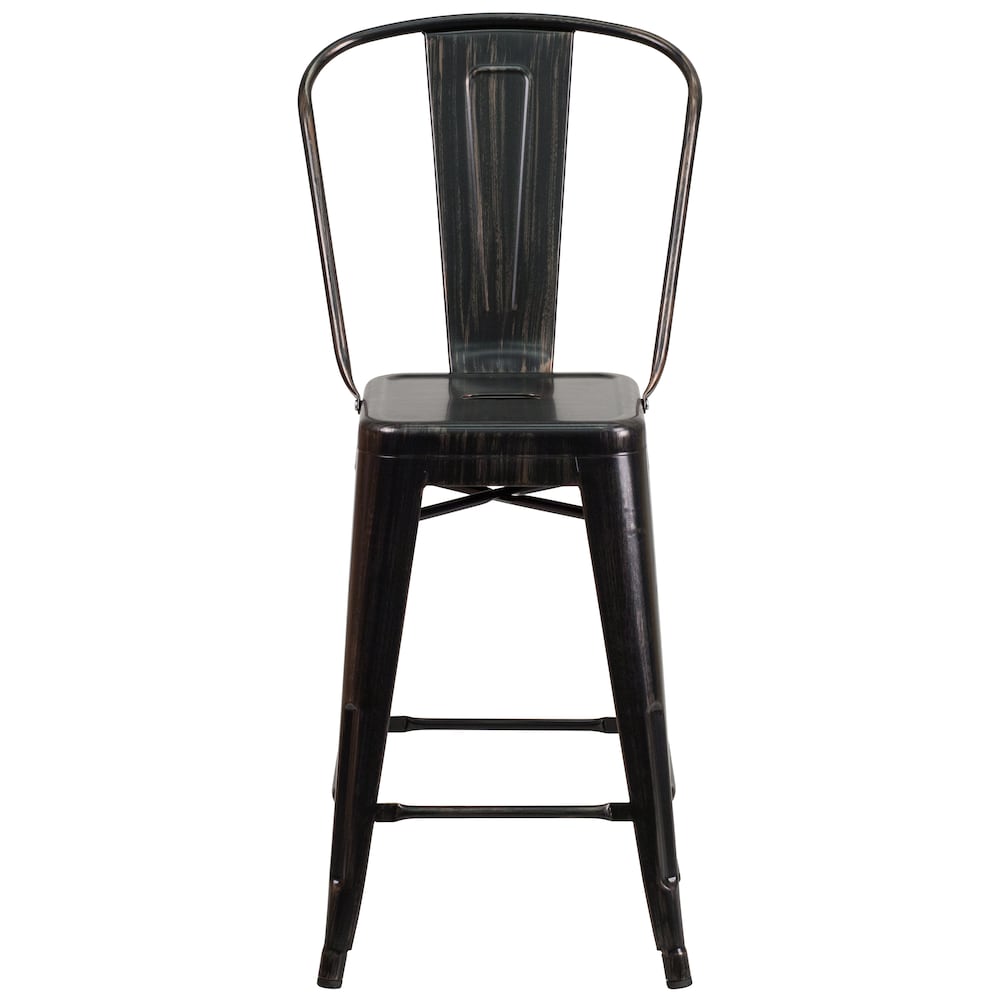 24" Black Metal Outdoor Stool