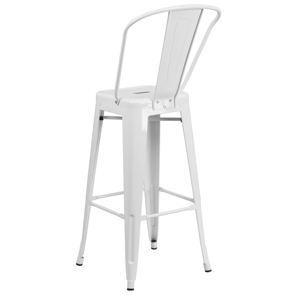 30" White Metal Outdoor Stool