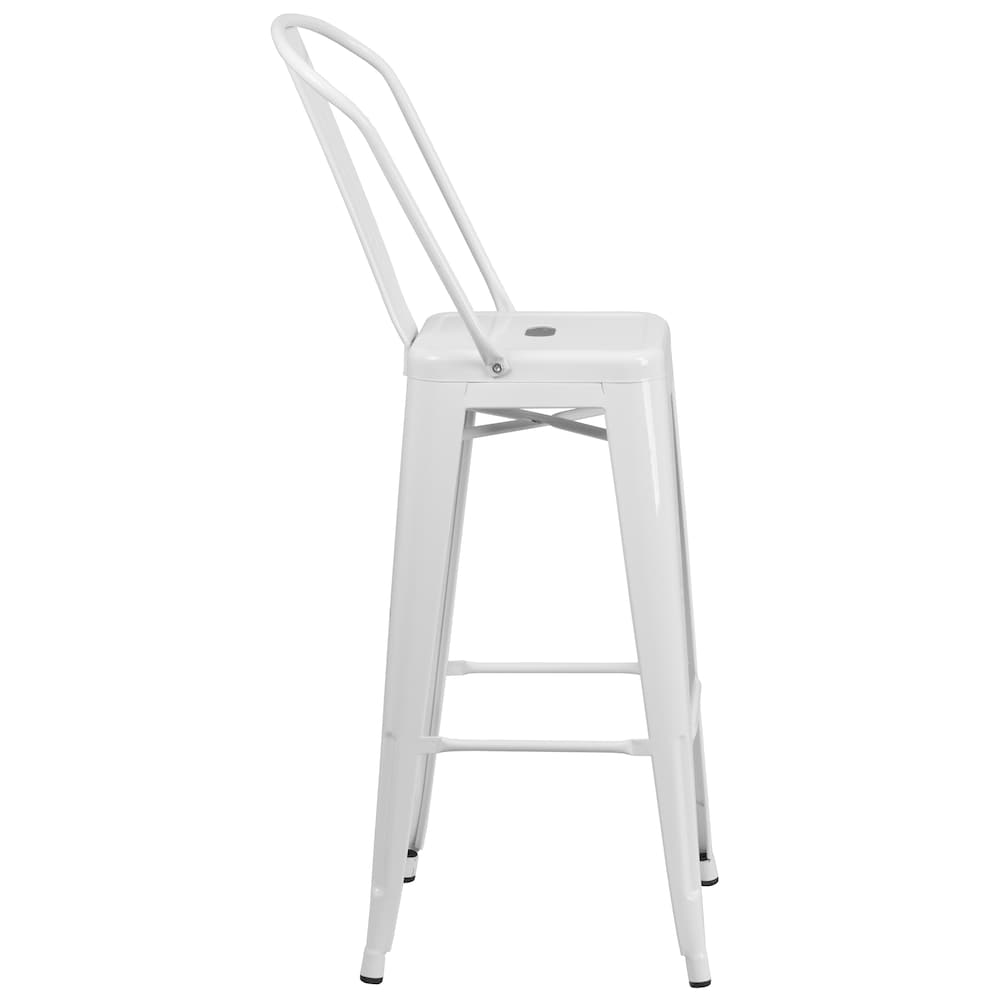 30" White Metal Outdoor Stool
