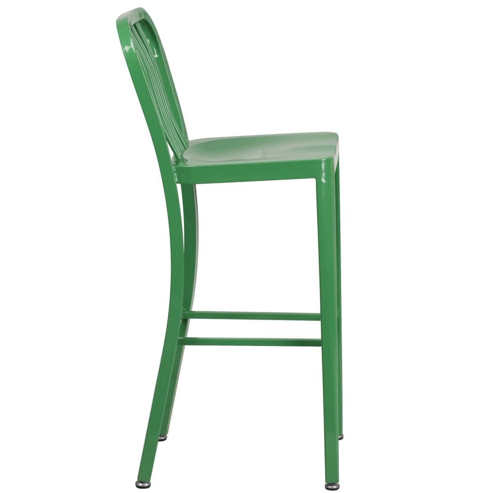 30" Green Metal Outdoor Stool