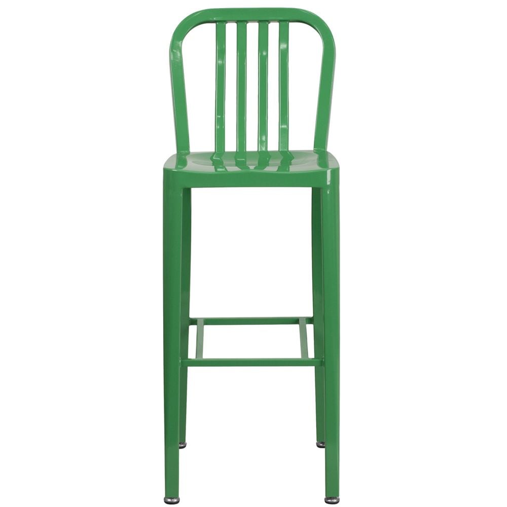 Tabouret d'extérieur en métal vert de 30 po