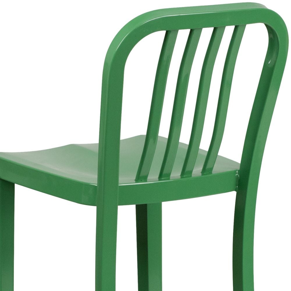 30" Green Metal Outdoor Stool