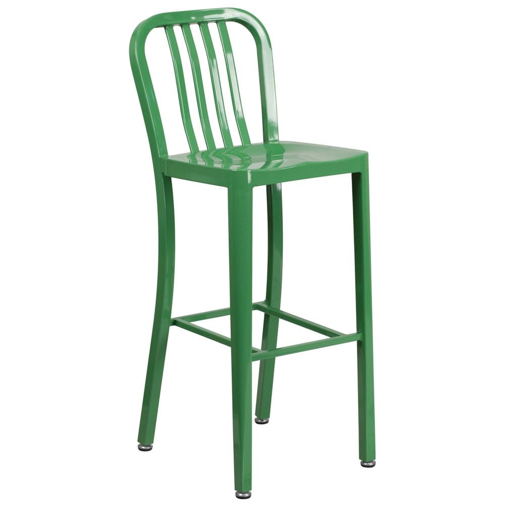 30" Green Metal Outdoor Stool