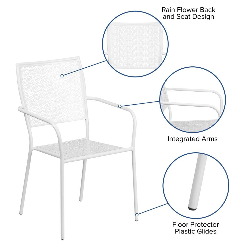 Chaise de patio à dossier carré blanc