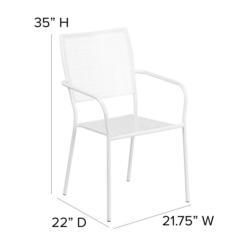 Chaise de patio à dossier carré blanc
