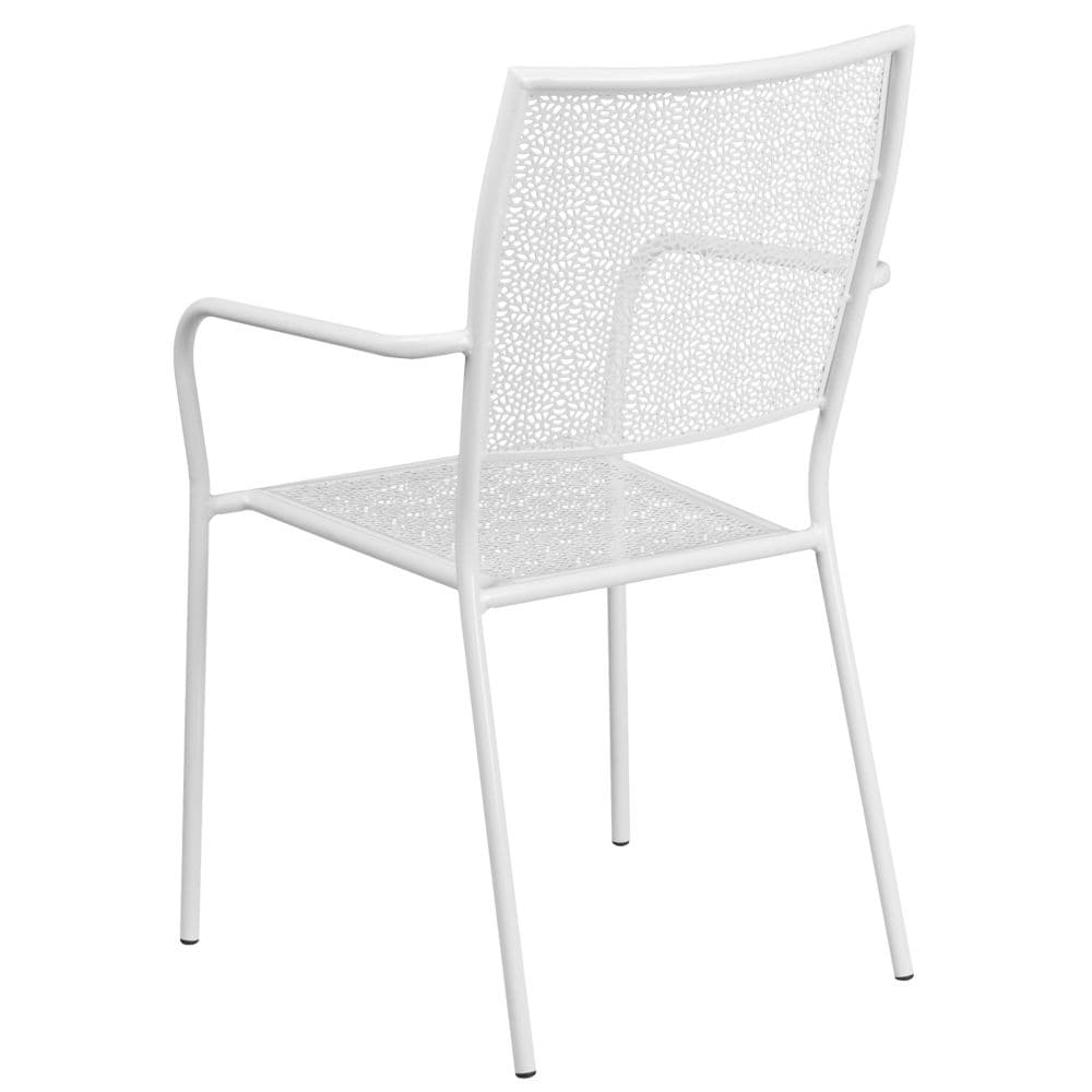 Chaise de patio à dossier carré blanc