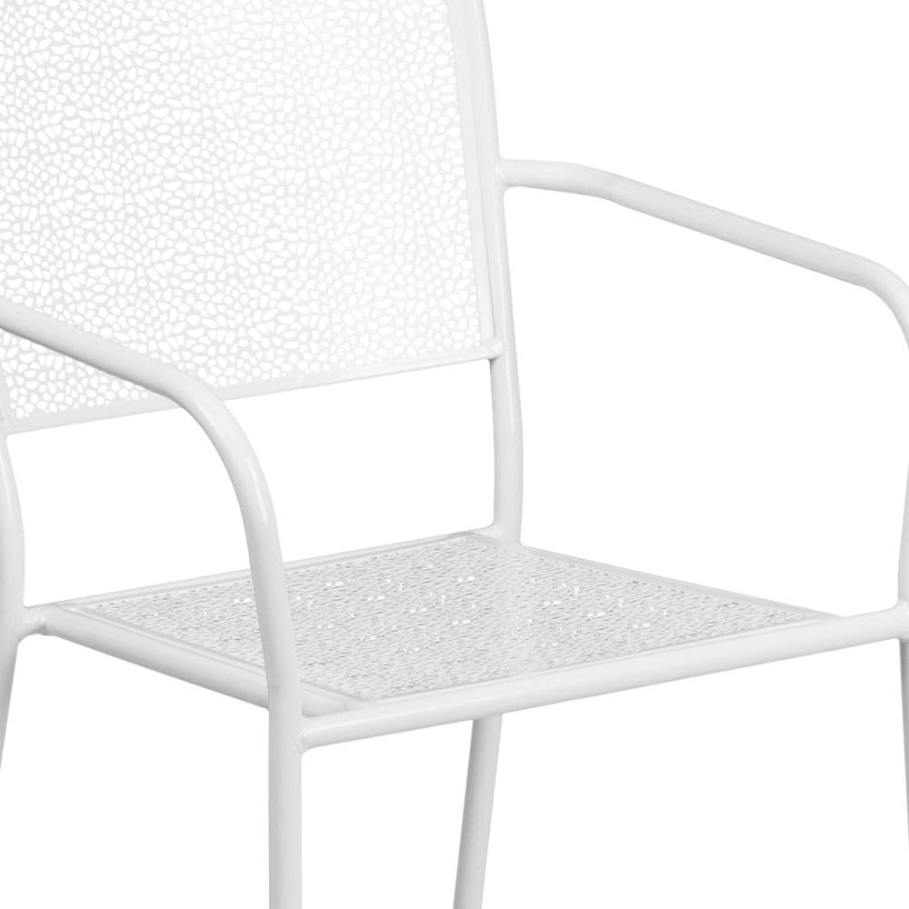 Chaise de patio à dossier carré blanc