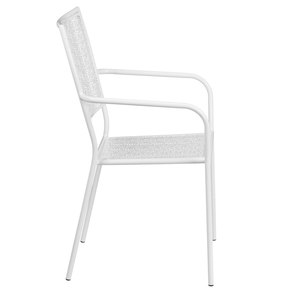 Chaise de patio à dossier carré blanc