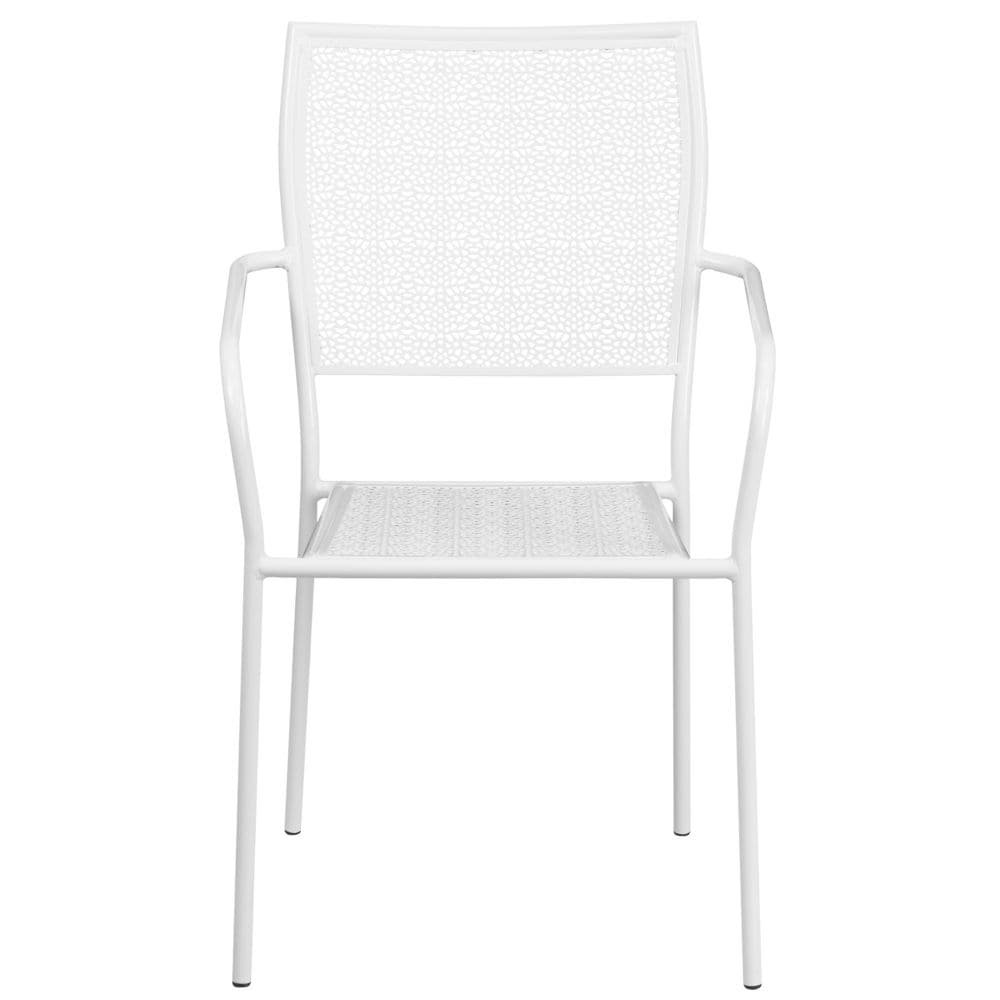 Chaise de patio à dossier carré blanc