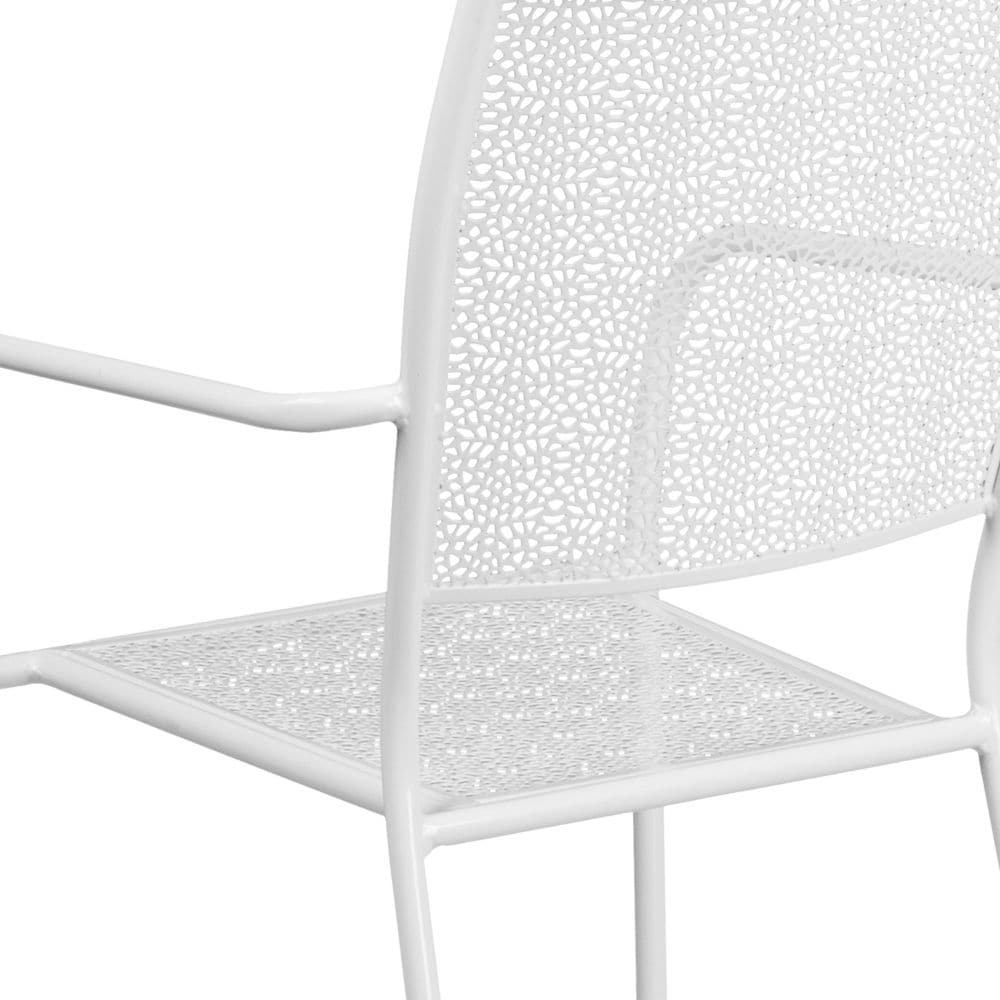 Chaise de patio à dossier carré blanc