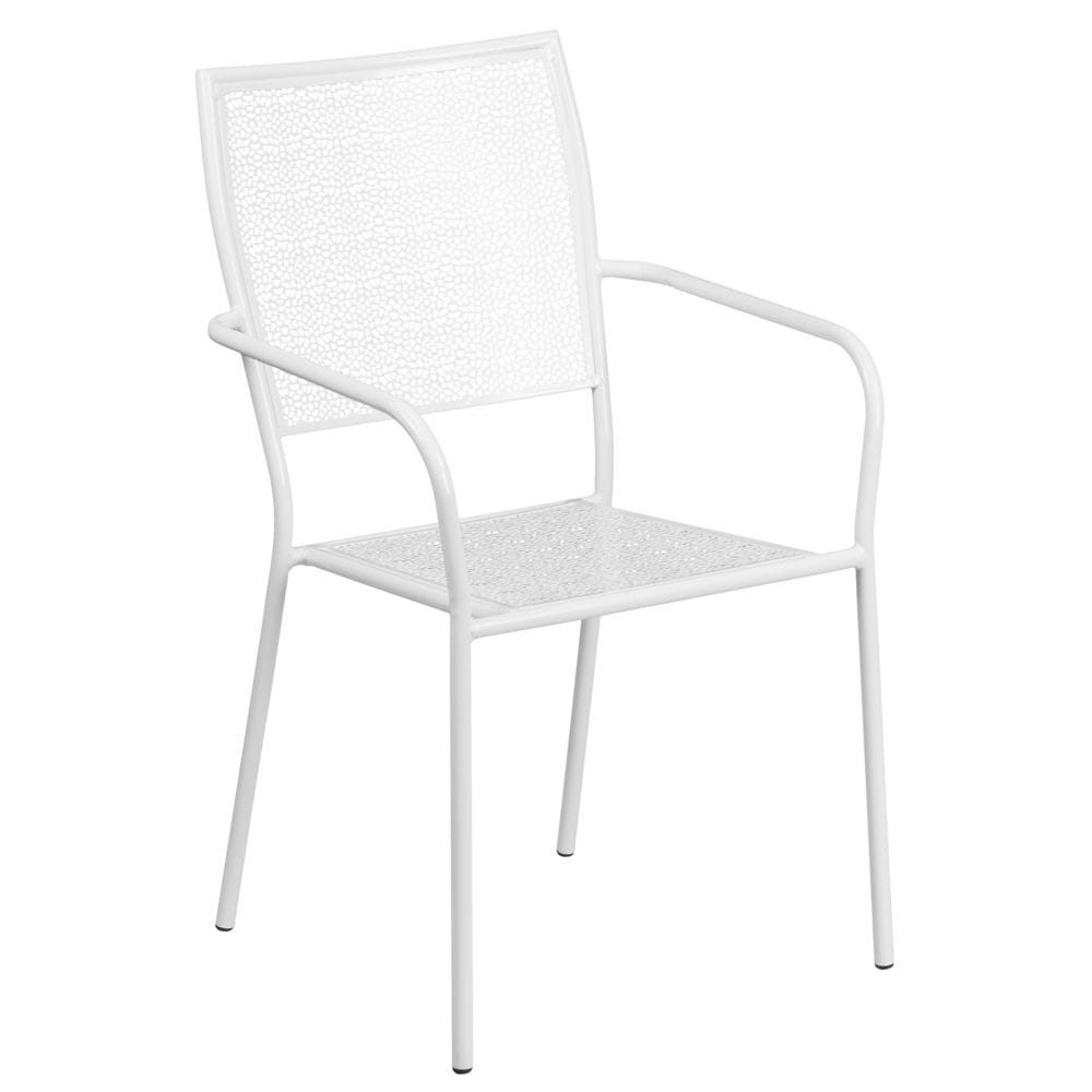 Chaise de patio à dossier carré blanc