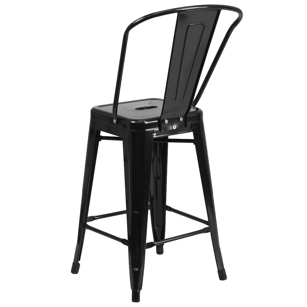 24" Black Metal Outdoor Stool