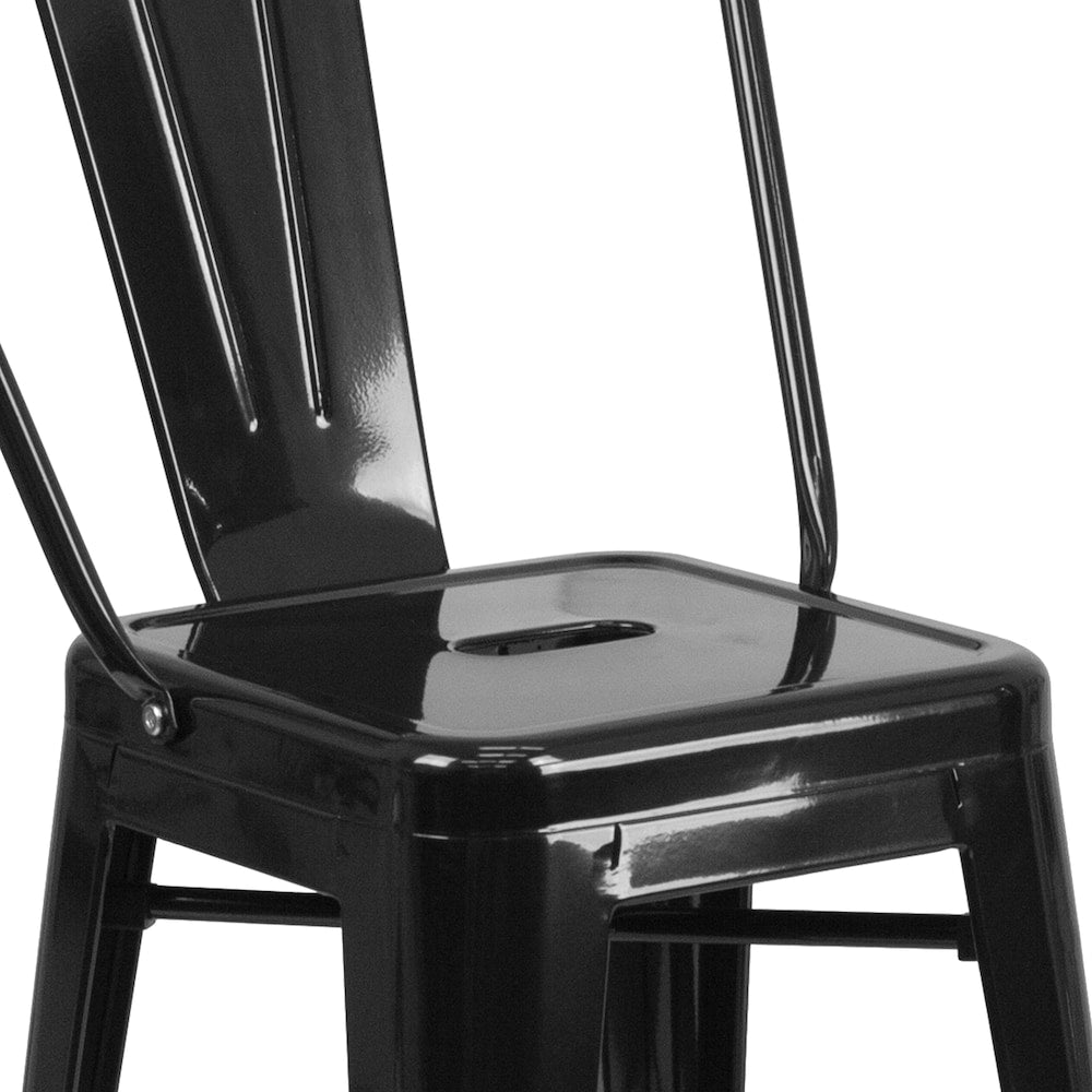 24" Black Metal Outdoor Stool