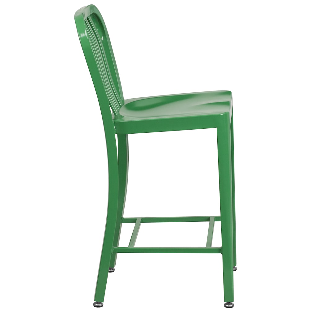 24" Green Metal Outdoor Stool