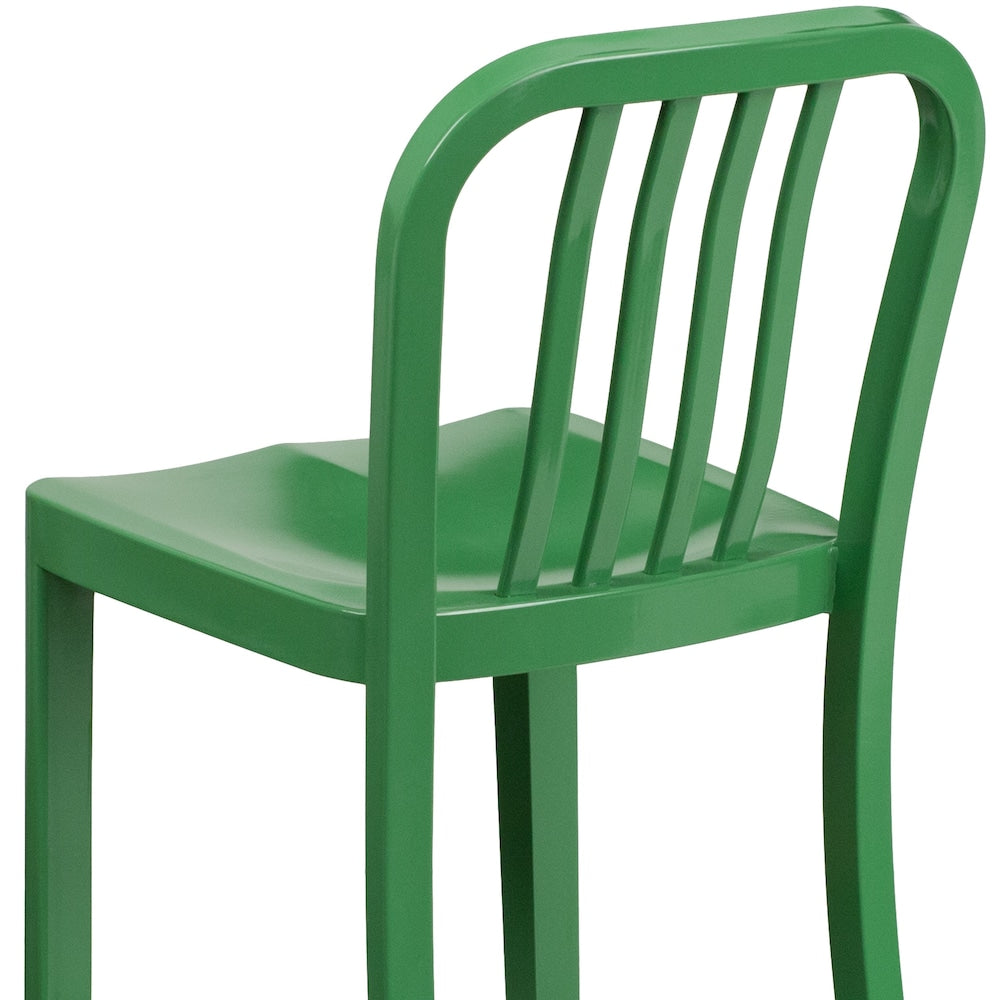 24" Green Metal Outdoor Stool
