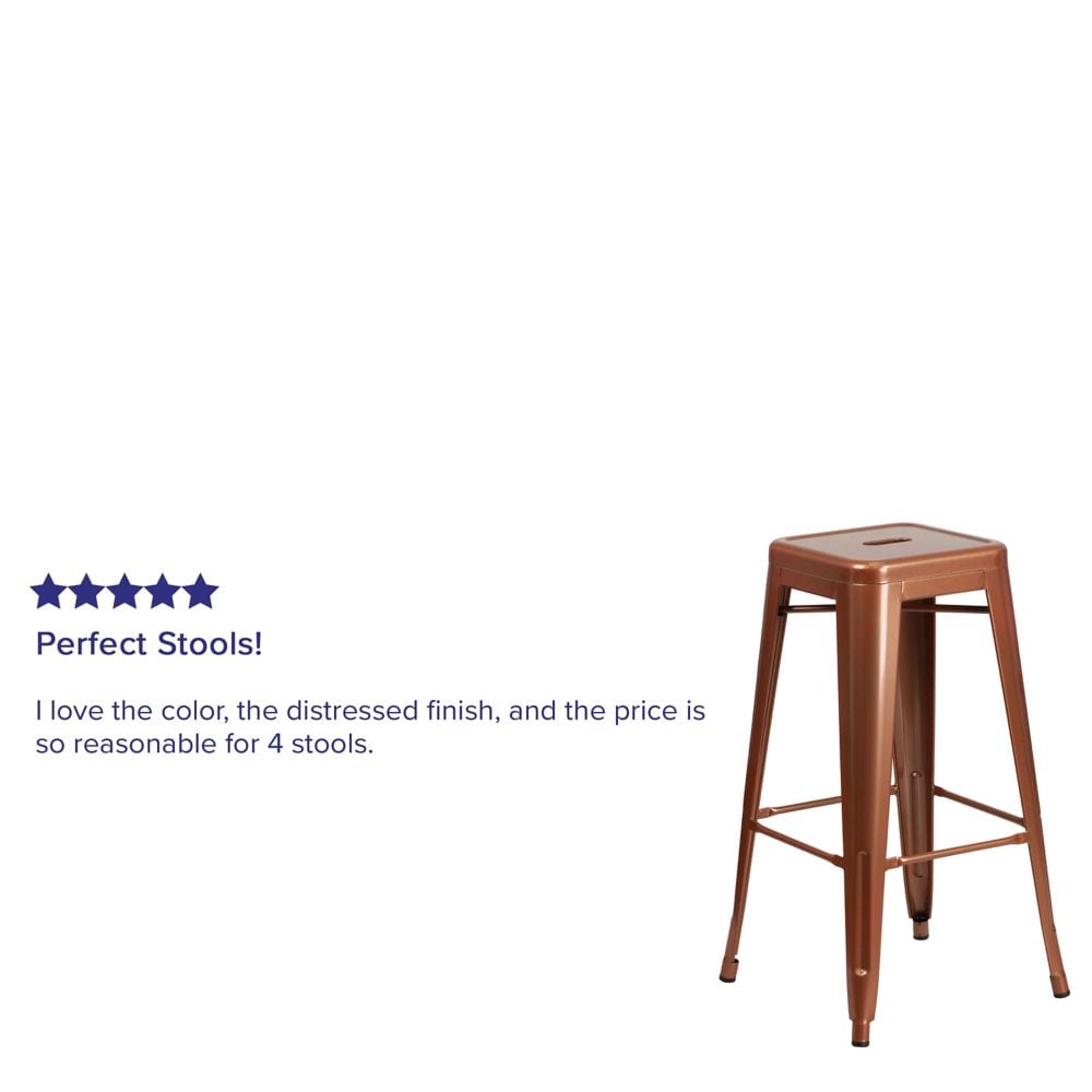 Tabouret en métal sans dossier en cuivre de 30 po