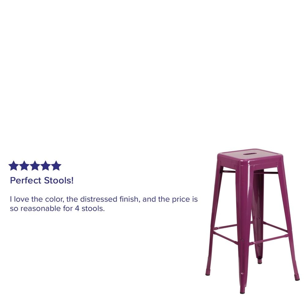 30" Purp No Back Metal Stool