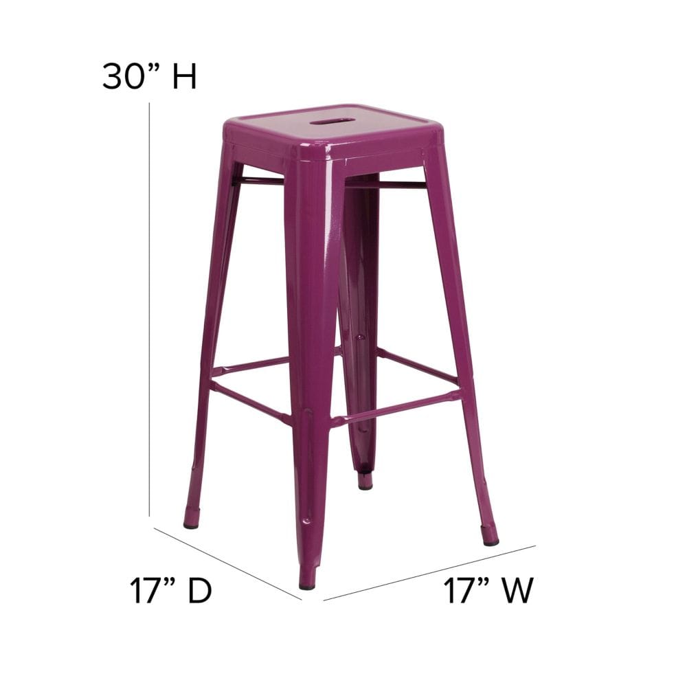 30" Purp No Back Metal Stool