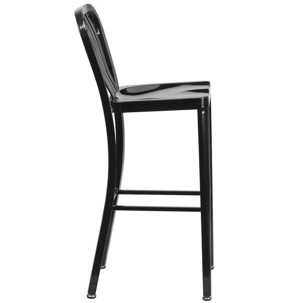 30" Black Metal Outdoor Stool