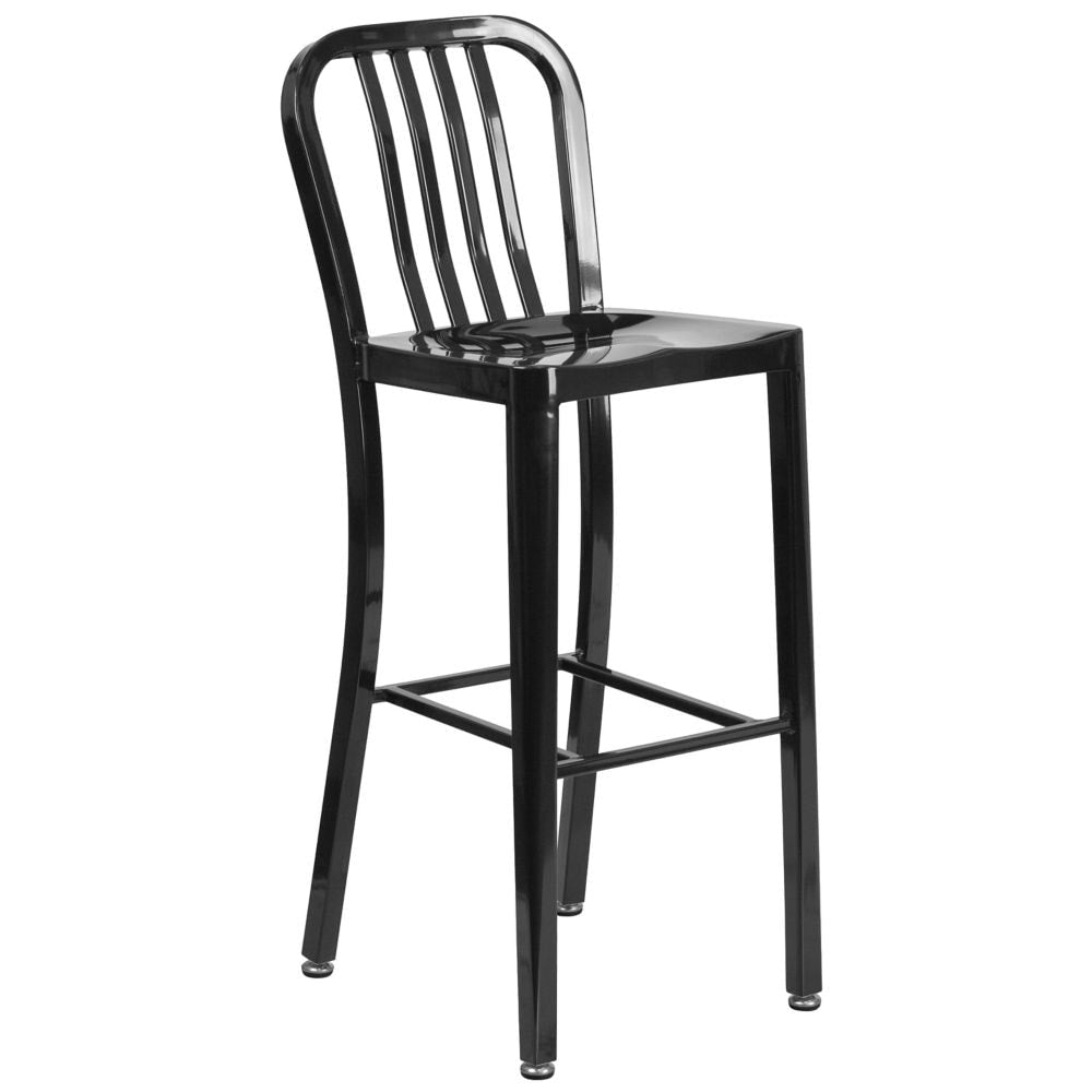 30" Black Metal Outdoor Stool