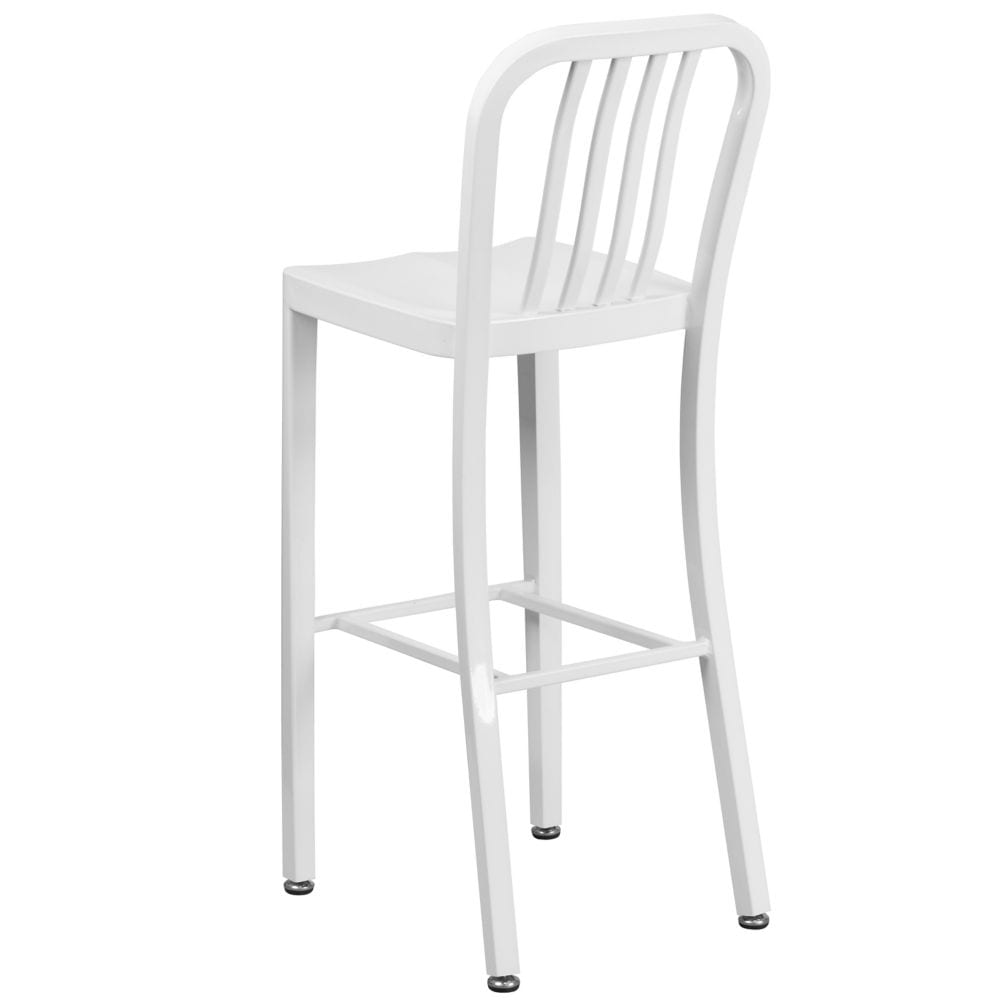 30" White Metal Outdoor Stool