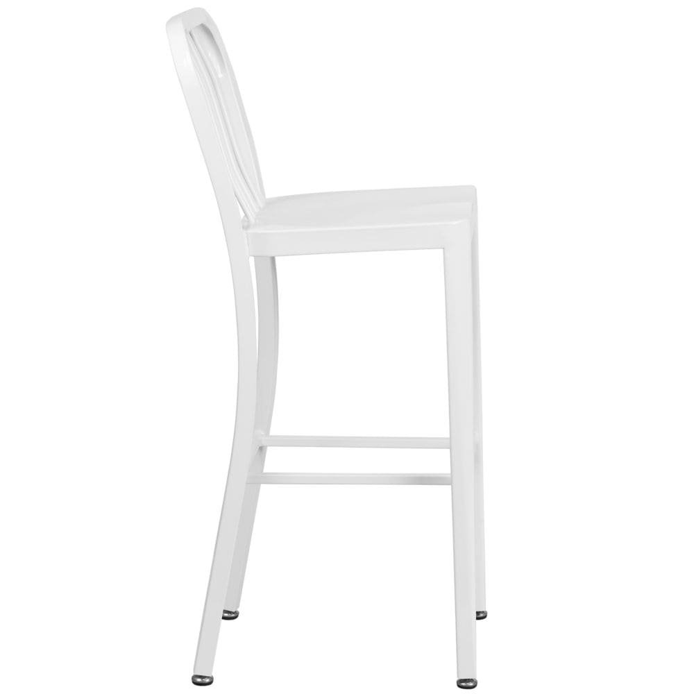 30" White Metal Outdoor Stool
