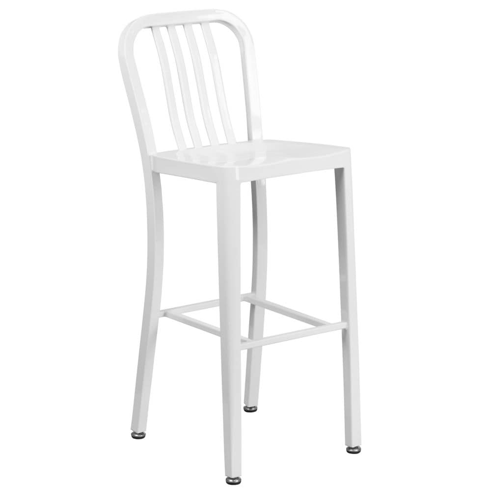 30" White Metal Outdoor Stool