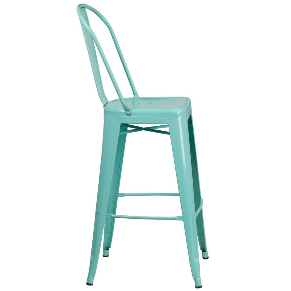 30" Mint Metal Outdoor Stool