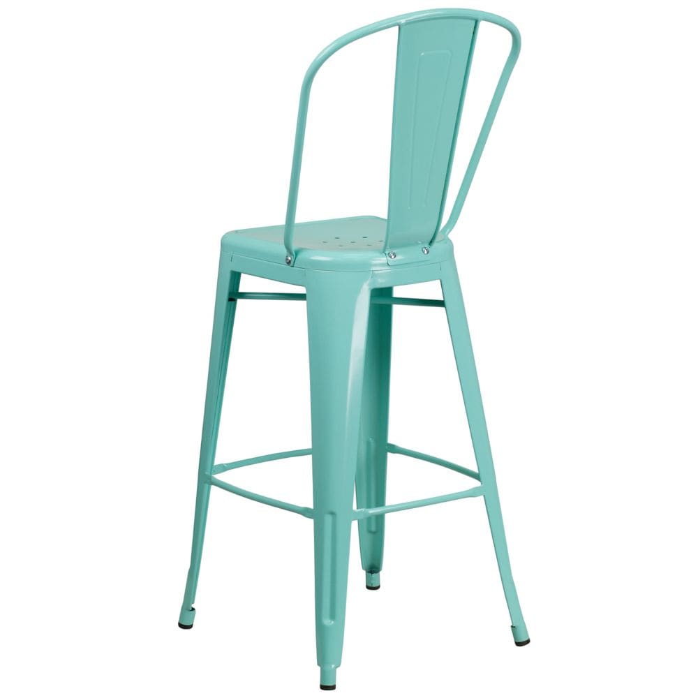 Tabouret d'extérieur en métal couleur menthe de 30 po