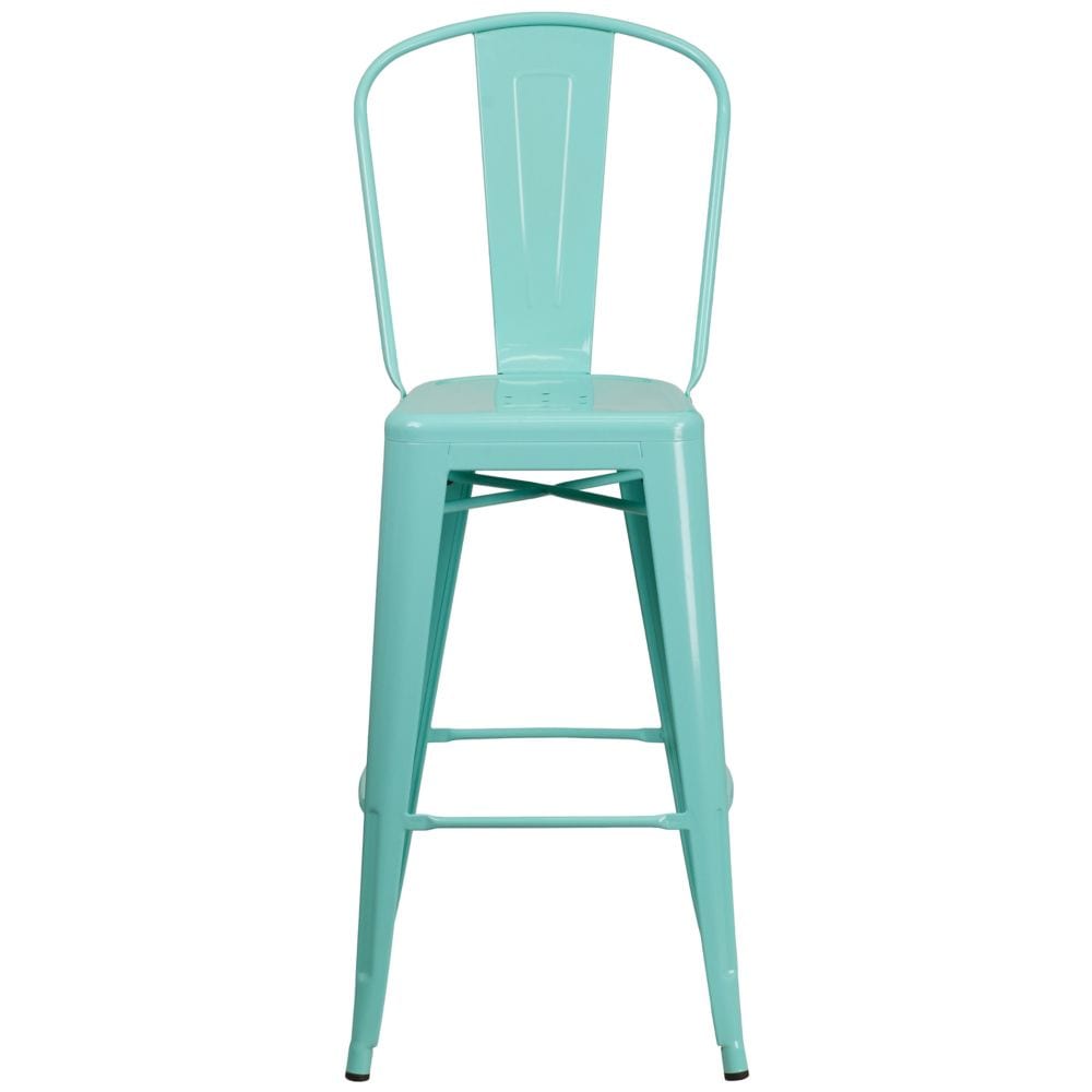 30" Mint Metal Outdoor Stool