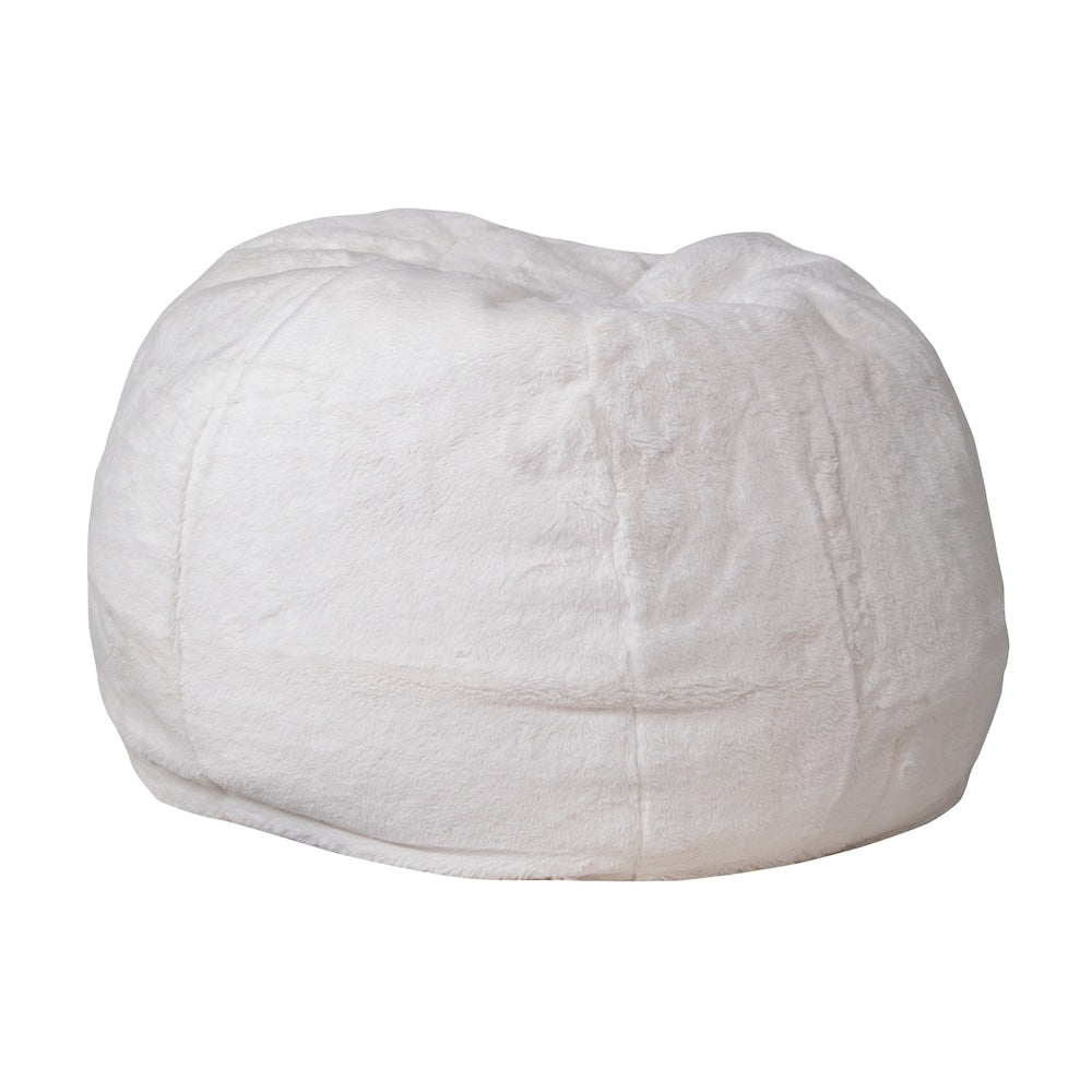 Pouf en fourrure blanche