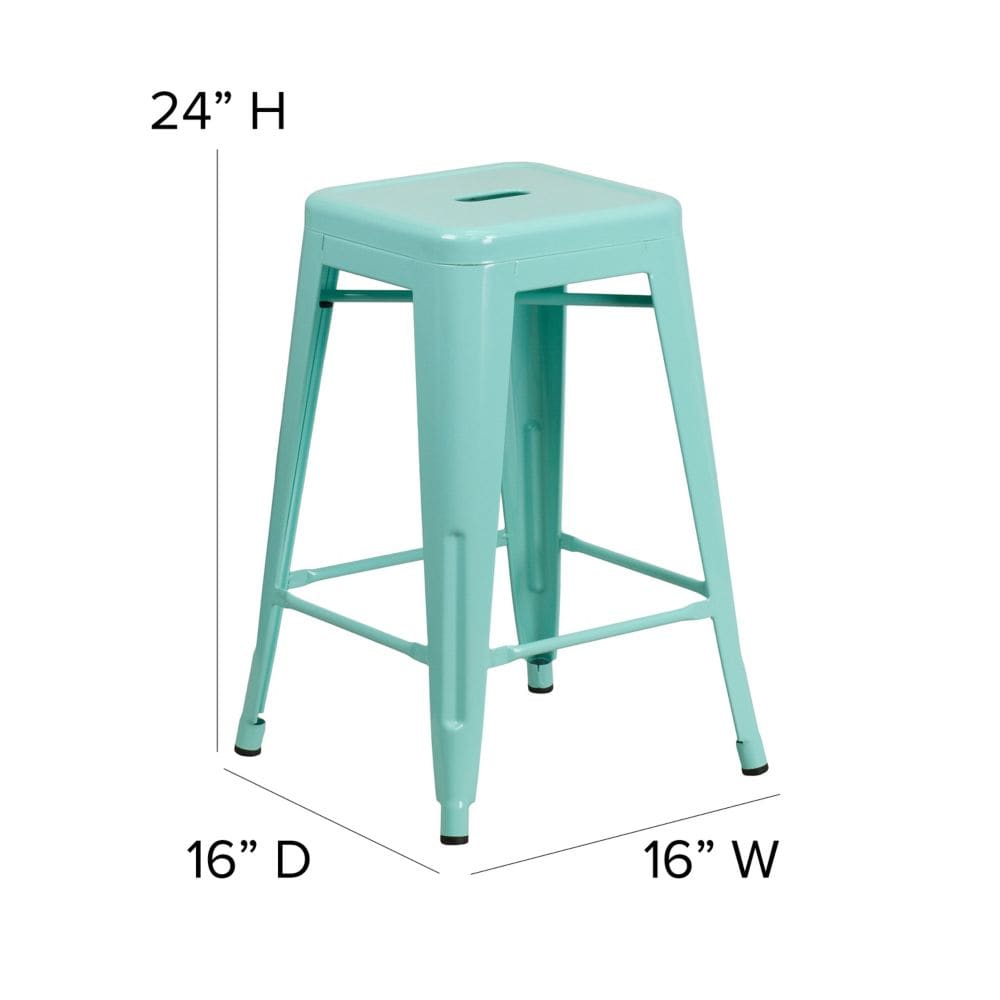 24" Mint No Back Metal Stool