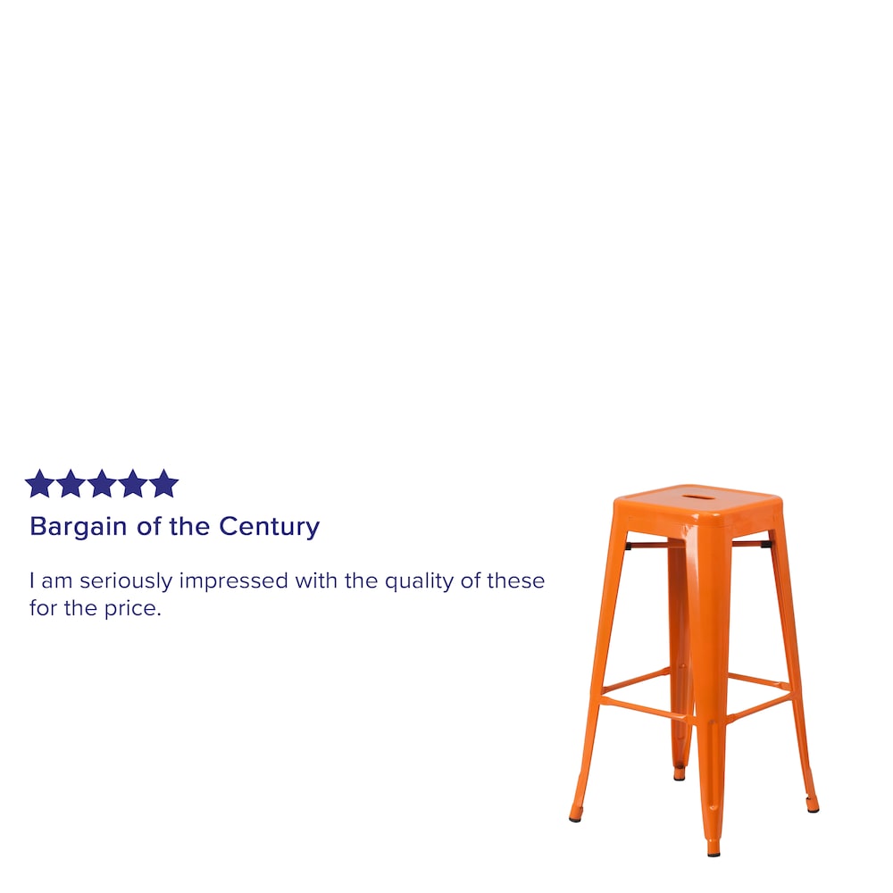 30" Orange No Back Metal Stool