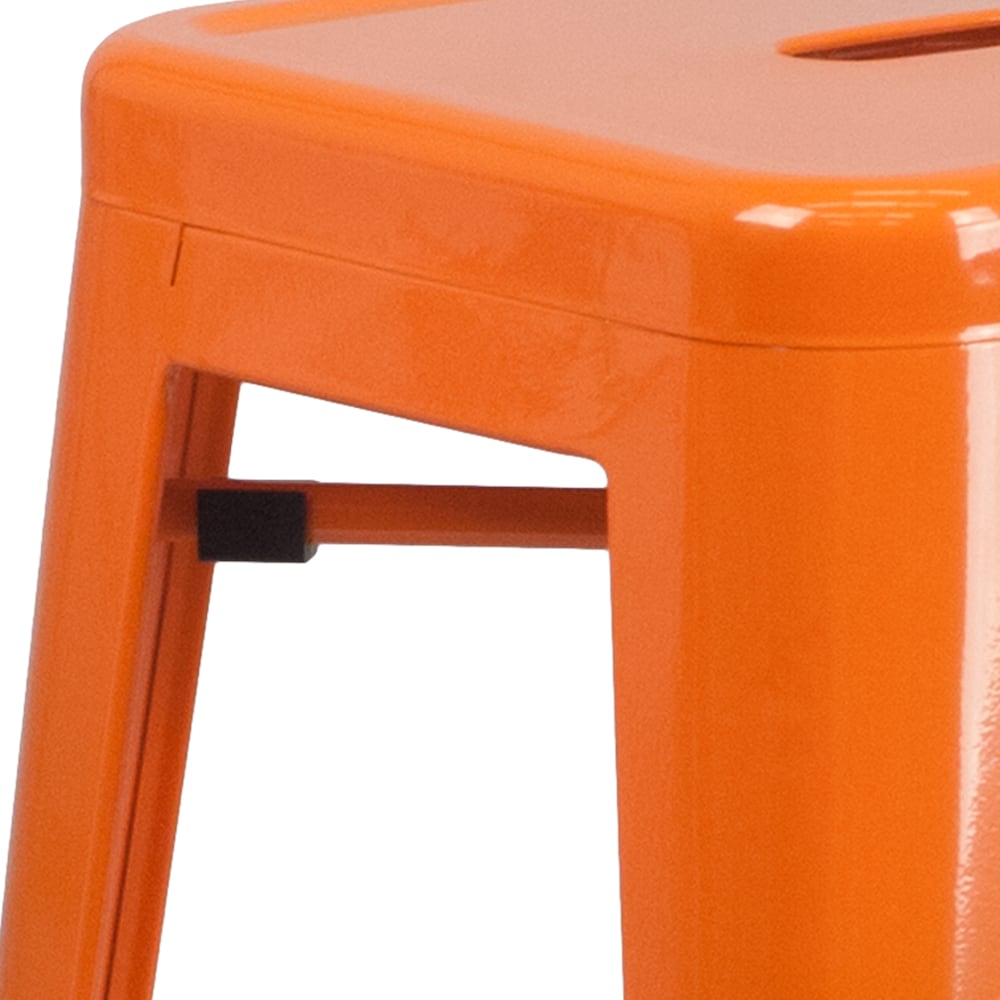 30" Orange No Back Metal Stool