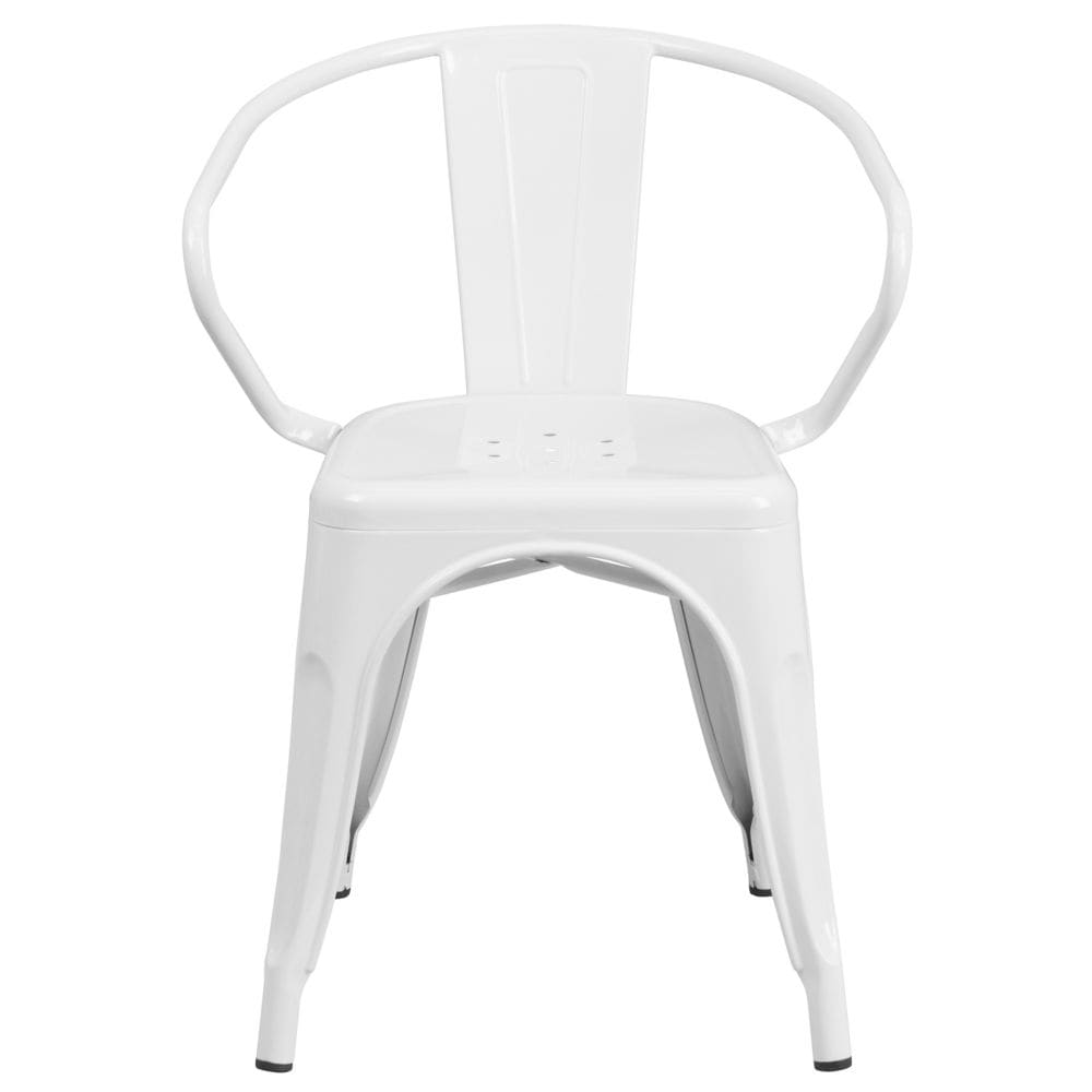 Chaise en métal blanc avec accoudoirs
