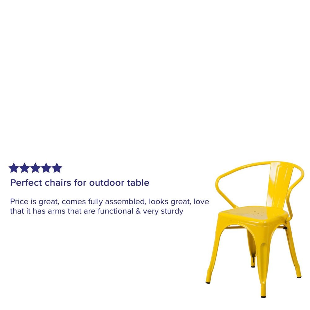 Chaise en métal jaune avec accoudoirs