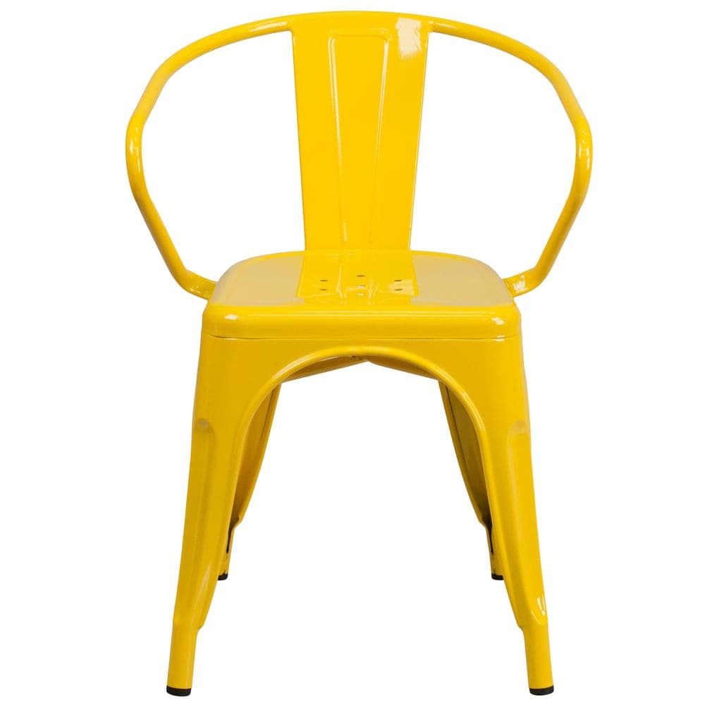Chaise en métal jaune avec accoudoirs