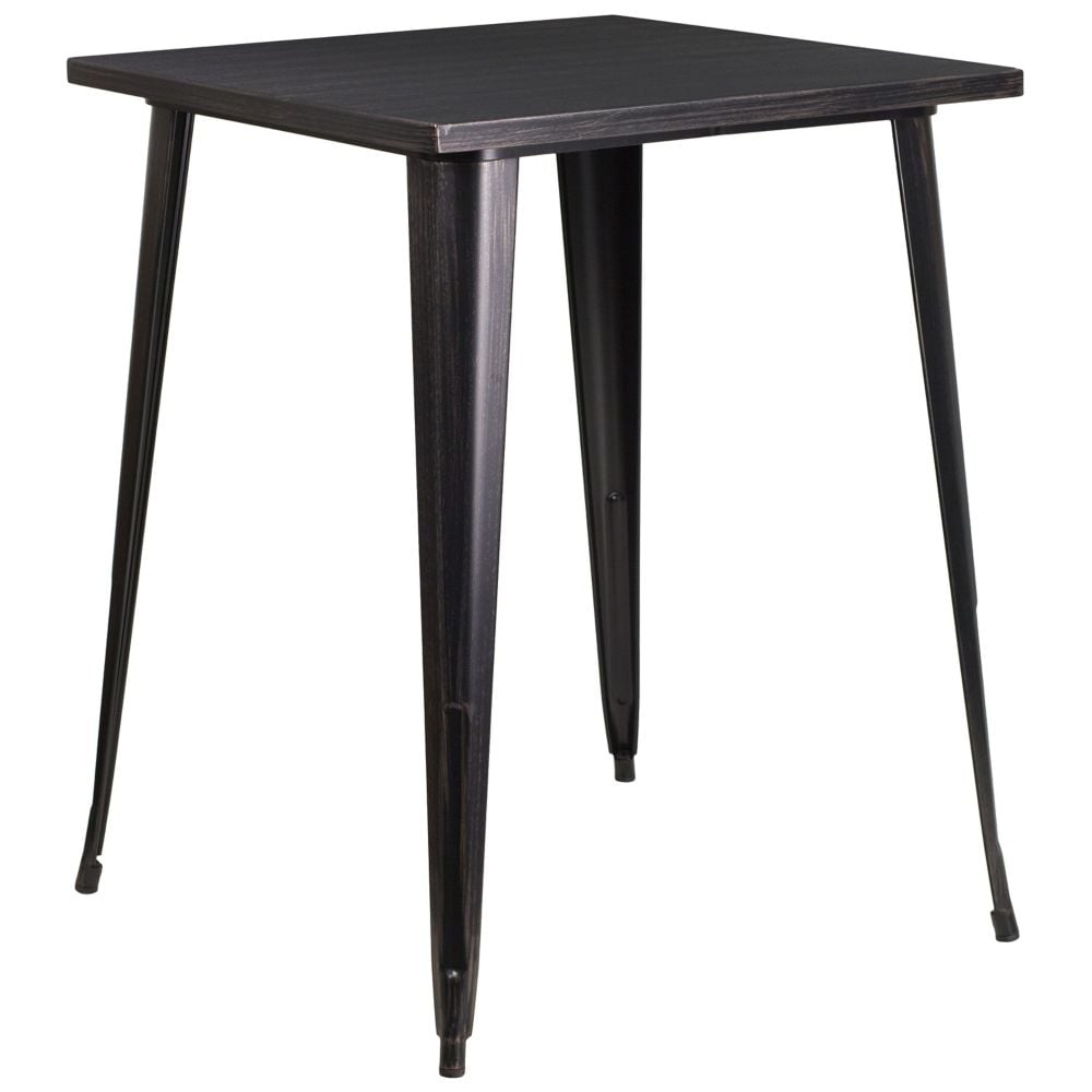 31.5SQ Black Metal Bar Table