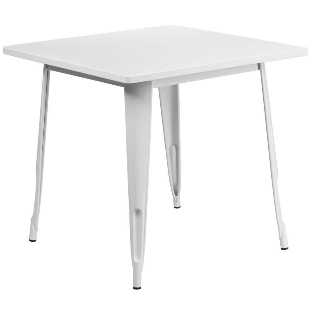 31.5SQ White Metal Table