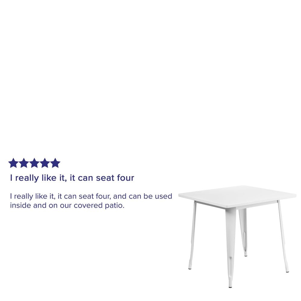 31.5SQ White Metal Table