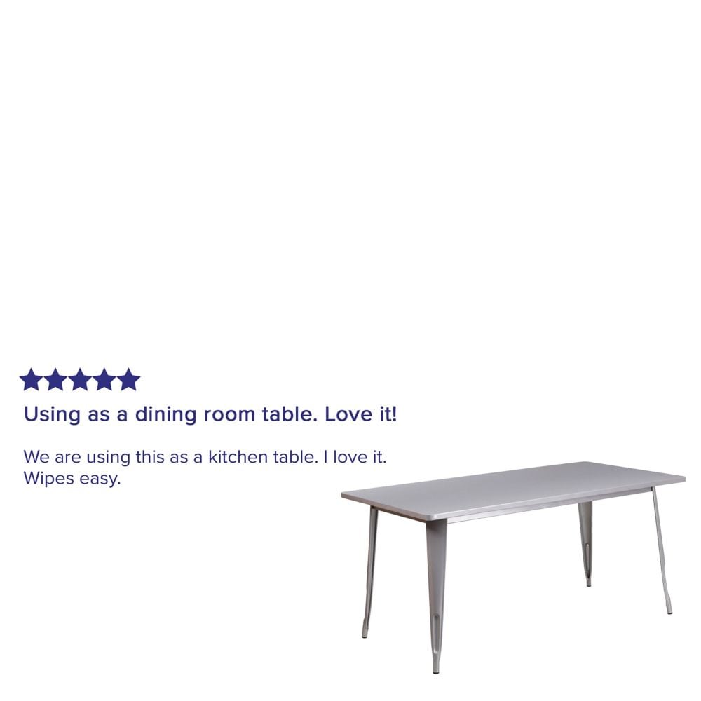 31.5x63 Silver Metal Table