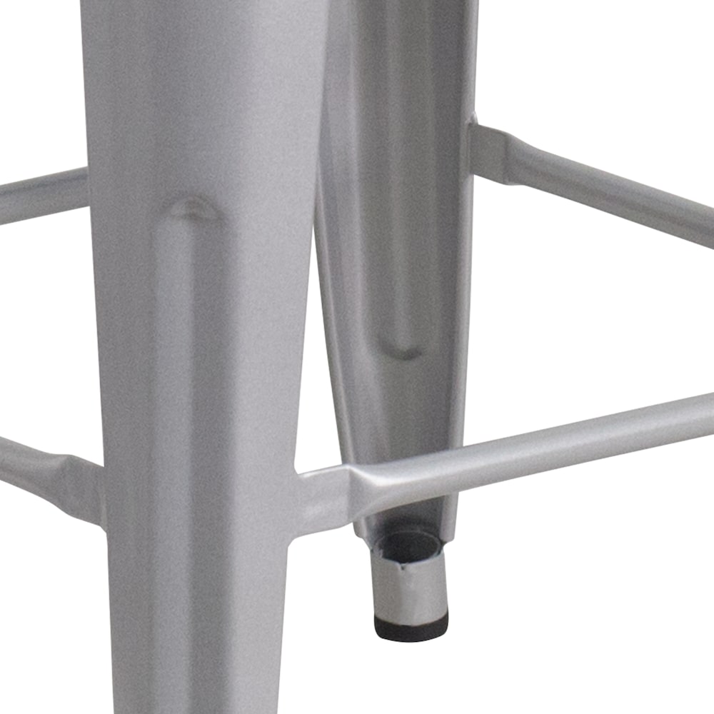 24" Silver No Back Metal Stool