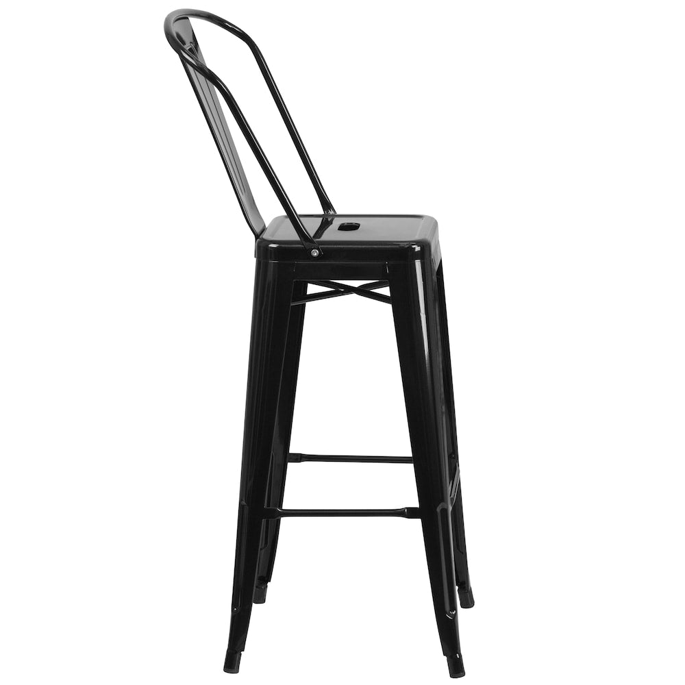 30" Black Metal Outdoor Stool