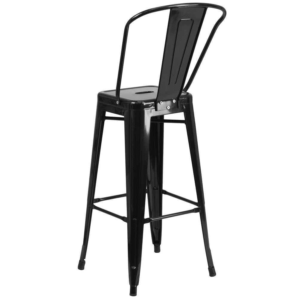 30" Black Metal Outdoor Stool