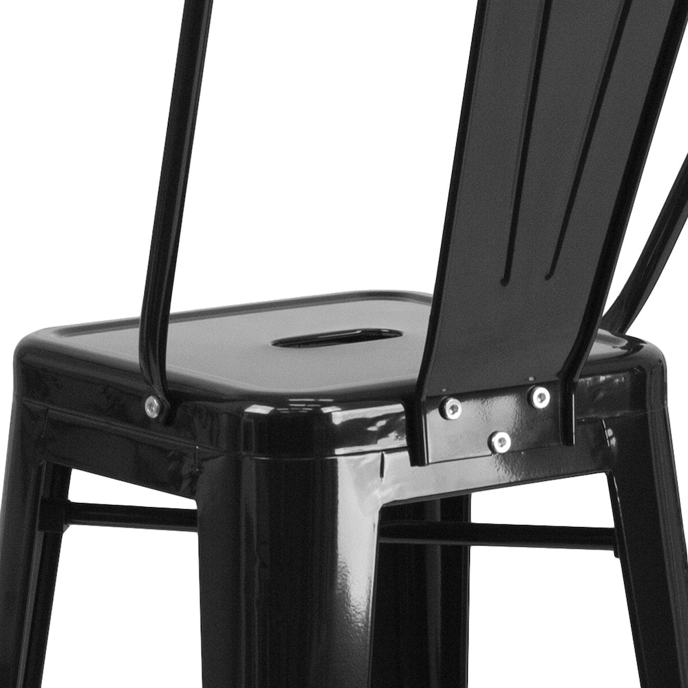 30" Black Metal Outdoor Stool