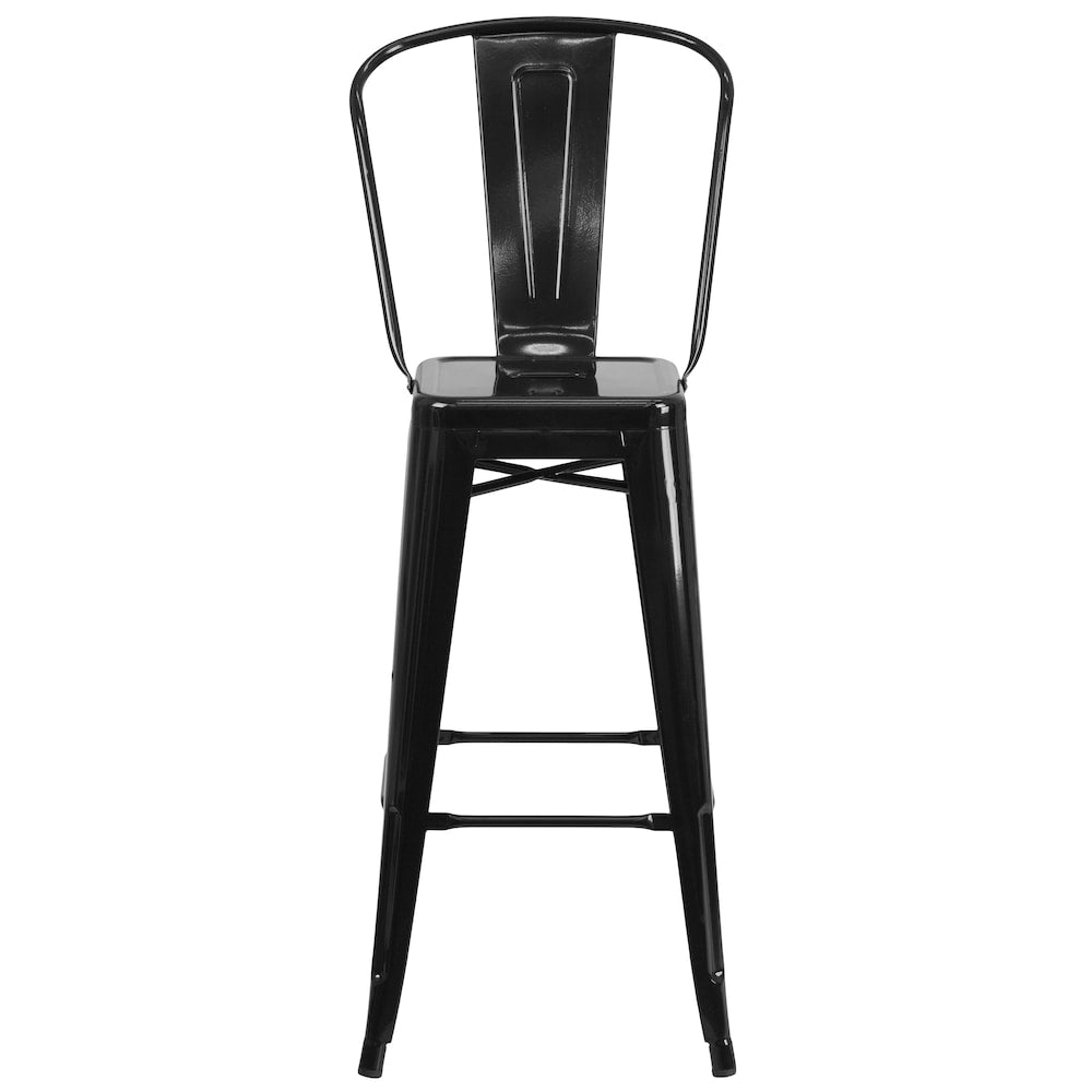 30" Black Metal Outdoor Stool