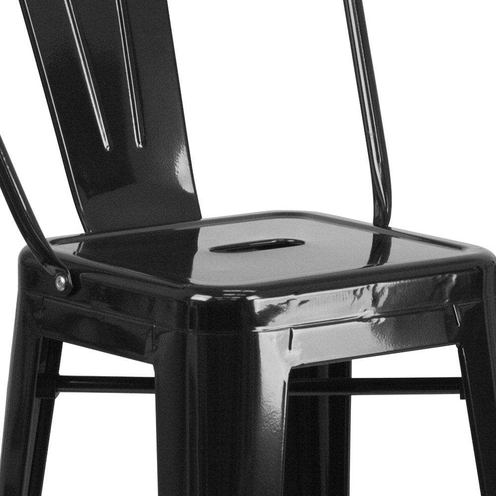 30" Black Metal Outdoor Stool